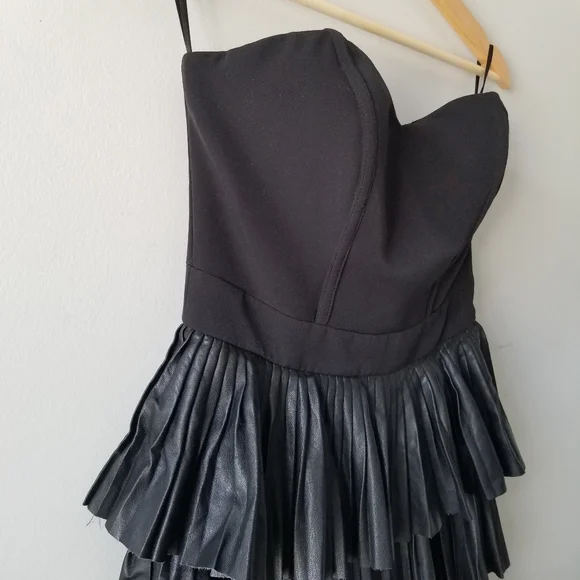 bebe Black Strapless Tiered Mini Dress - Picture 4 of 15
